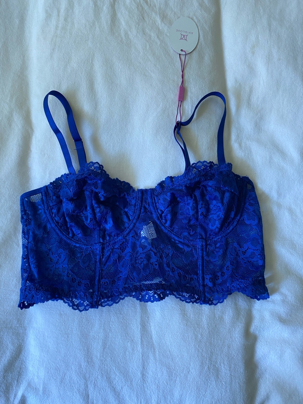 Blue Lace Longline Bralette - Women Intimates